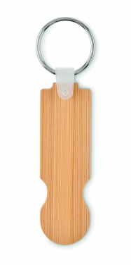 Logotrade promotional product picture of: Bamboo euro token key ring Rauma