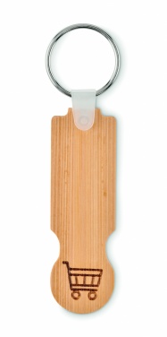 Logotrade promotional merchandise photo of: Bamboo euro token key ring Rauma