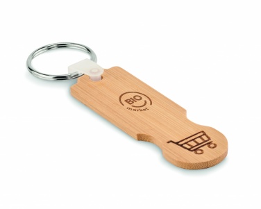 Logo trade business gift photo of: Bamboo euro token key ring Rauma