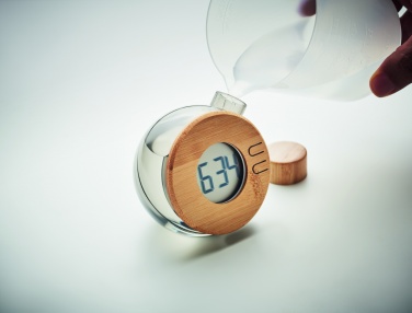Logo trade promotional merchandise photo of: Water powered bamboo LCD clock
