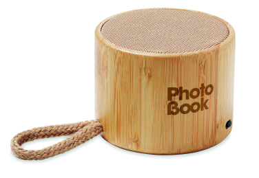Logo trade promotional item photo of: Round bamboo wireless speaker