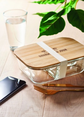 Logotrade business gift image of: Glass lunch box with bamboo lid