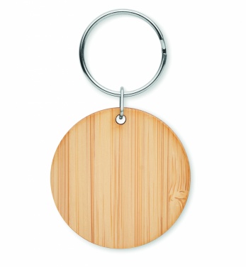 Logo trade promotional giveaways picture of: Round bamboo key ring Pieksämäki