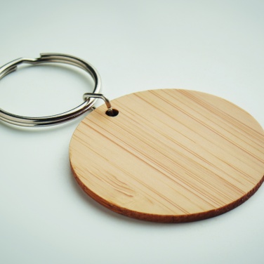 Logo trade promotional giveaways picture of: Round bamboo key ring Pieksämäki