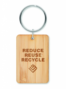 Logo trade promotional items image of: Rectangular bamboo key ring Riihimäki