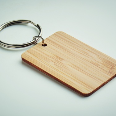 Logo trade business gift photo of: Rectangular bamboo key ring Riihimäki