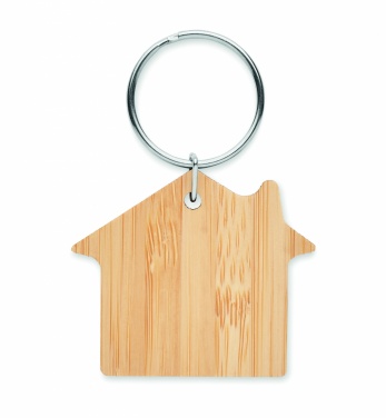 Logo trade advertising product photo of: House shaped bamboo key ring Järvenpää