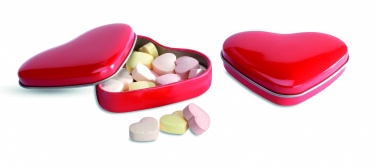Logo trade advertising products image of: Heart tin box with candies
