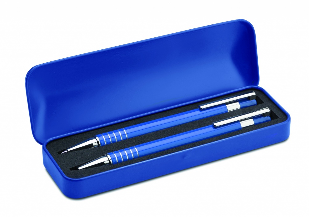 Logo trade corporate gifts image of: Ball pen set in metal box
