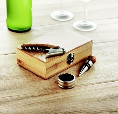 Logo trade promotional gift photo of: Wine set in bamboo box