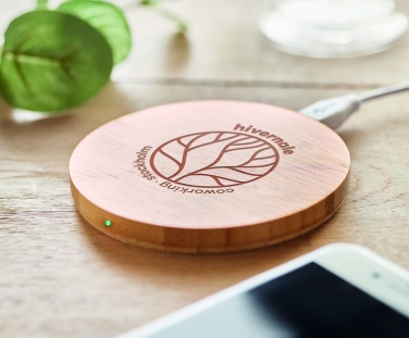 Logo trade advertising product photo of: Wireless charger bamboo 5W