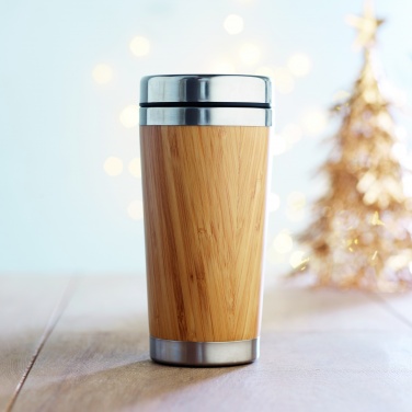 Logo trade promotional products image of: Double wall bamboo flask 430ml