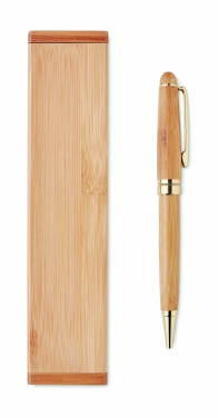Logo trade promotional giveaway photo of: Bamboo twist-action ballpoint pen in a box