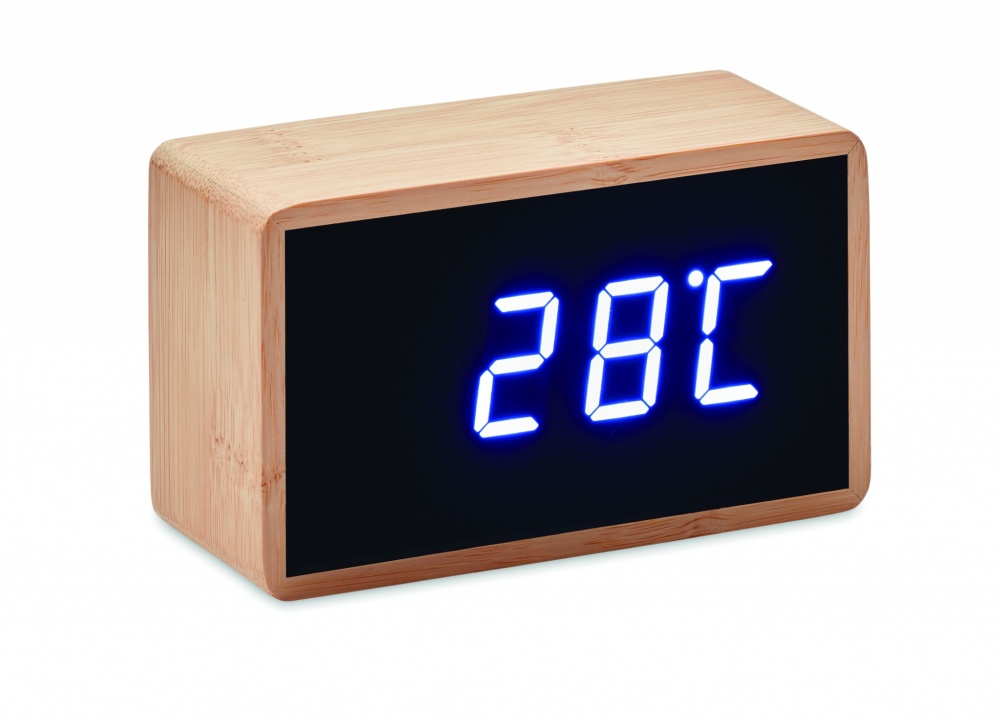 Logo trade promotional giveaways picture of: LED alarm clock bamboo casing Düsseldorf