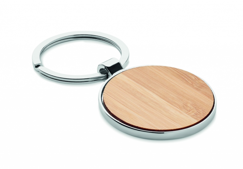 Logotrade promotional giveaways photo of: Round key ring metal bamboo Dobele
