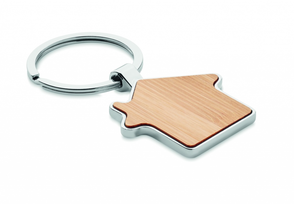 Logo trade advertising product photo of: House key ring metal bamboo NORDIC