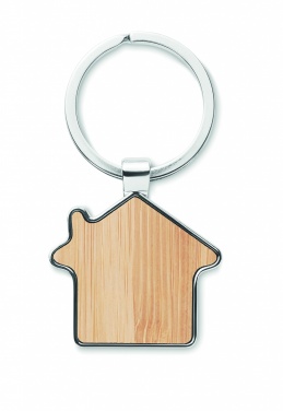 Logotrade promotional merchandise image of: House key ring metal bamboo NORDIC