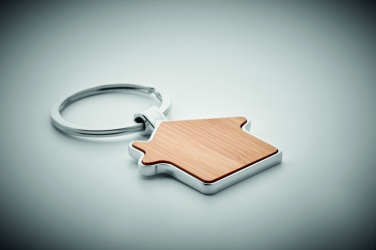 Logotrade promotional giveaway picture of: House key ring metal bamboo NORDIC