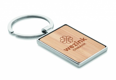 Logo trade promotional giveaways picture of: Rectangular key ring bamboo WEST