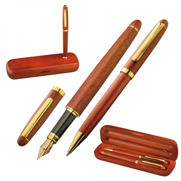 Logo trade promotional items image of: Rosewood writing set OXFORD