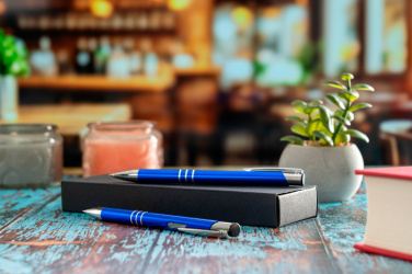 Logo trade business gifts image of: Metal writing set CLAREMONT