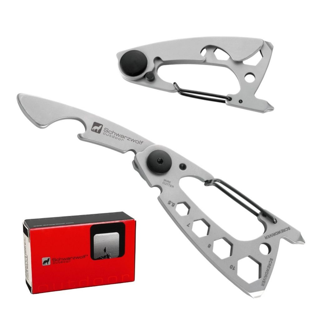 Logo trade business gifts image of: Multifunctional tool BURUNDI Schwarzwolf