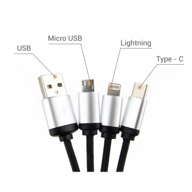 Logotrade promotional merchandise picture of: 3in1 cable with enlighted logo for engraving, RXD-368