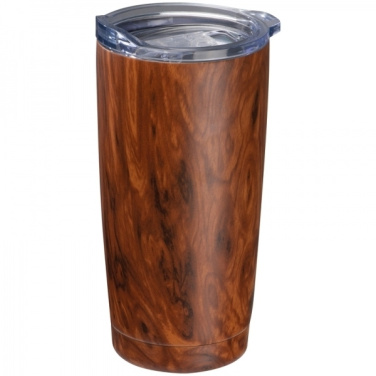 Logo trade promotional merchandise photo of: Stainless steel mug with wooden look COSTA RICA 550 ml