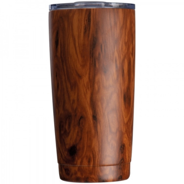 Logotrade business gift image of: Stainless steel mug with wooden look COSTA RICA 550 ml