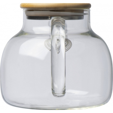 Logo trade promotional items image of: Glass jug with bamboo lid FRANKFURT 1000ml