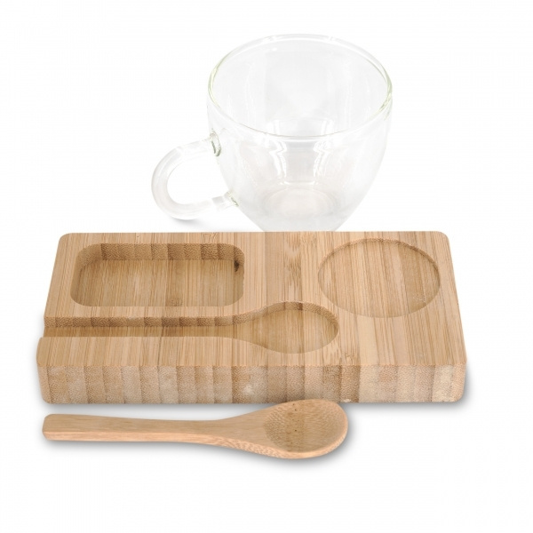Logo trade advertising products image of: Tray with cup and spoon FORMOSA 150 ml