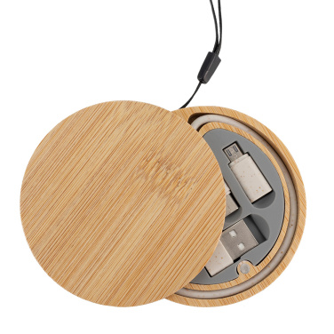 Logo trade promotional giveaways image of: 4in1 cable in wooden case, LH-ZM01