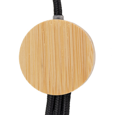 Logo trade promotional gifts picture of: 3-in-1 cable with elighted logo in a wooden casing, LH-ZMU06