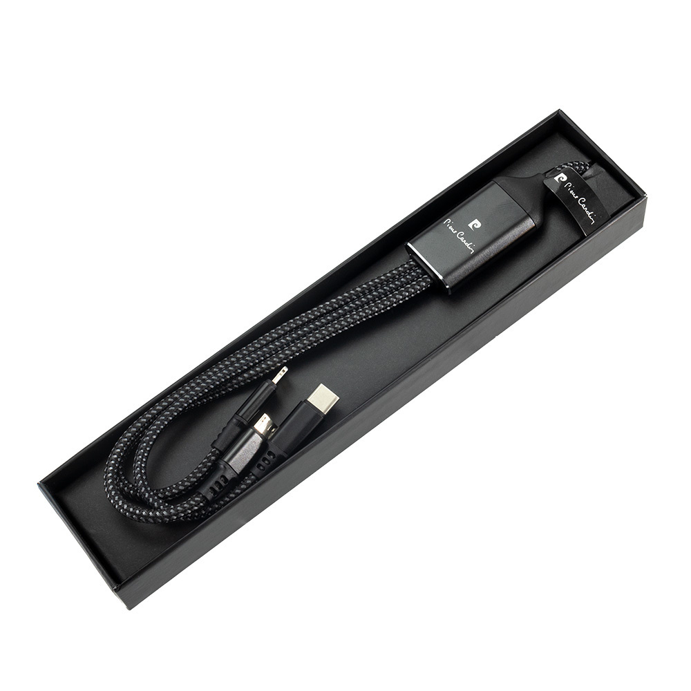 Logo trade business gift photo of: 3 in 1 cable with elighted logo Pierre Cardin
