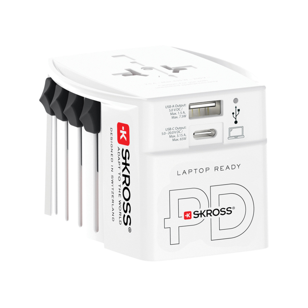 Logo trade business gift photo of: SKROSS World Travel Adapter MUV 65W PD with USB C Cable