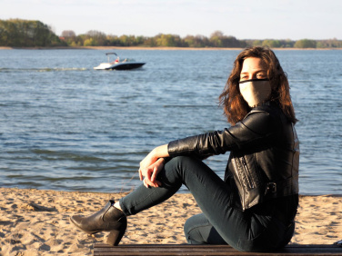 Logo trade promotional gift photo of: MARS PRO cotton mask (size M) with pocket and HEPA filter 1380165