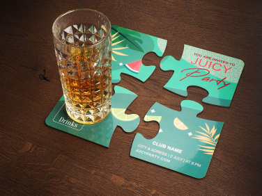 Logo trade promotional merchandise image of: Set of 4 PUZZLE glass coasters 1835117
