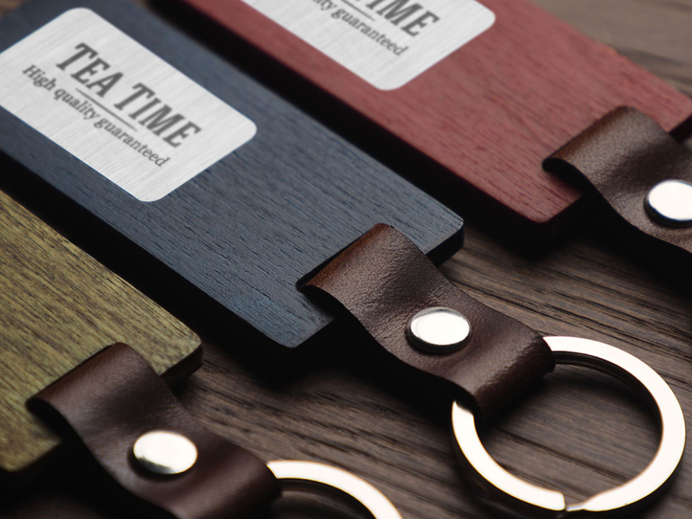 Logo trade promotional gift photo of: Wooden keyring 1853121
