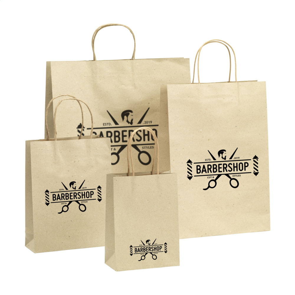 Logotrade promotional item image of: Leaf It Bag recycled grass paper (120 g/m²) L
