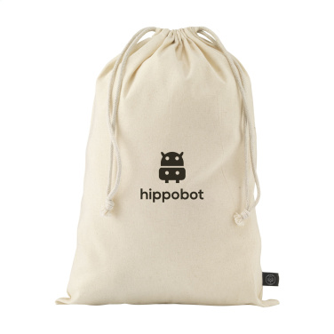 Logotrade promotional merchandise image of: Gift Pouch Natural GRS Recycled Cotton (150 g/m²) L