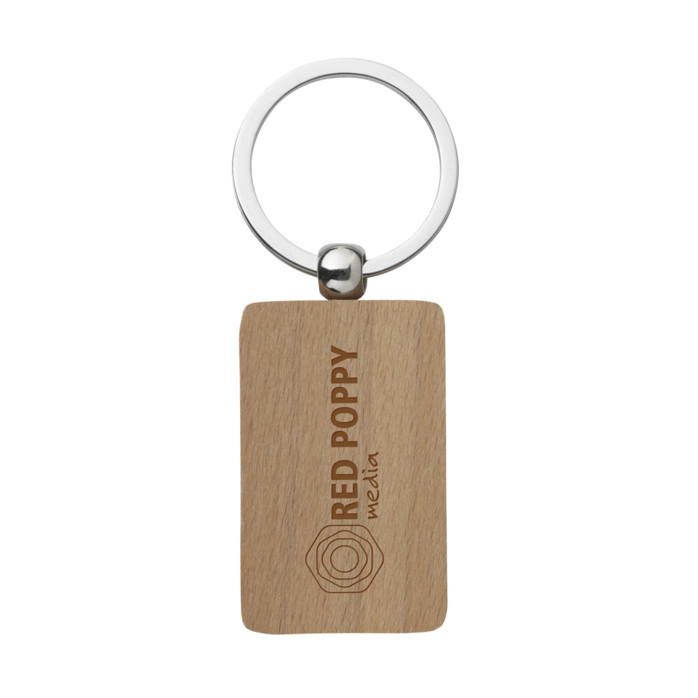 Logo trade promotional gifts picture of: WoodKey Rectangle keychain
