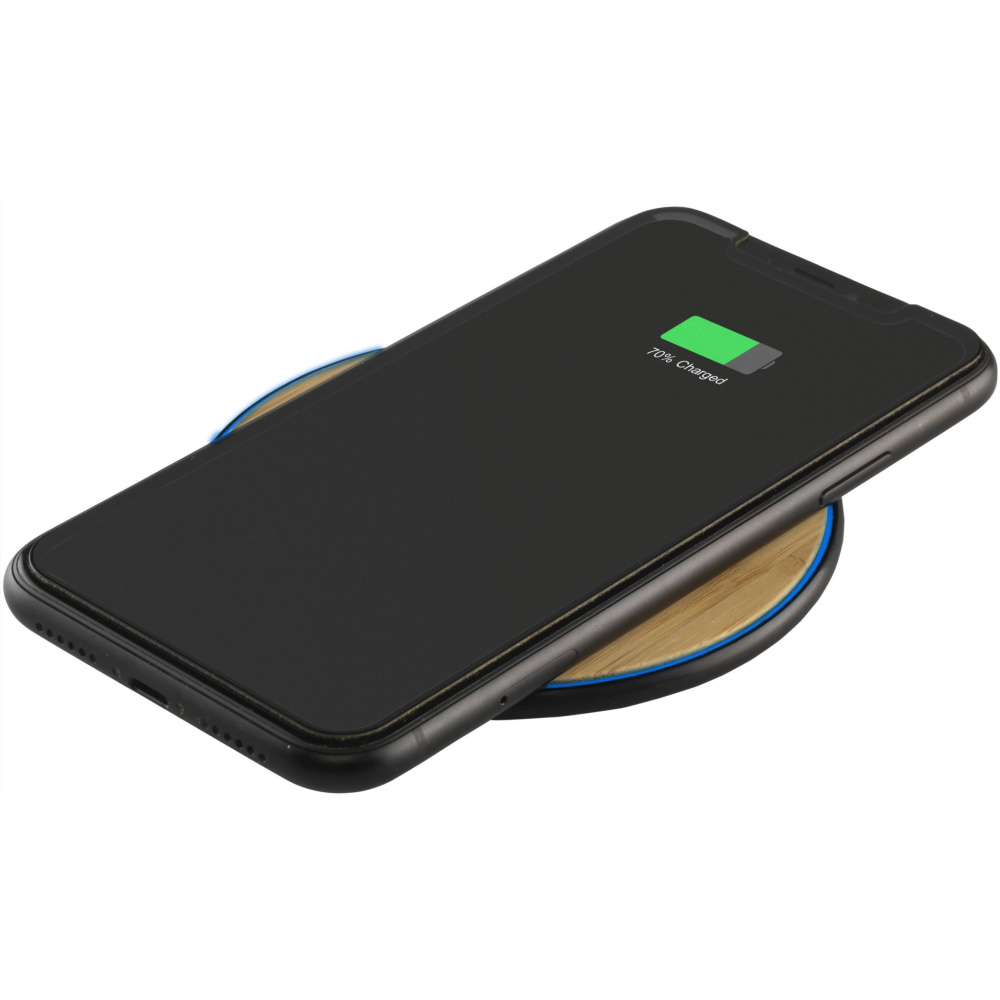 Logo trade promotional gifts image of: Bamboo 10W Wireless Charger wireless fast charger