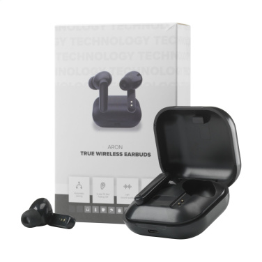Logo trade promotional merchandise picture of: Aron TWS Wireless Earbuds in Charging Case