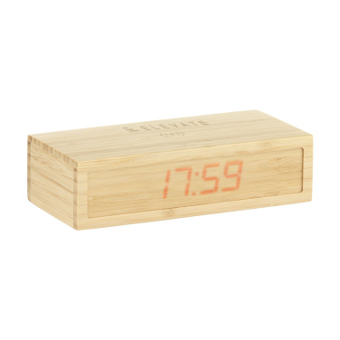 Logotrade promotional products photo of: Bamboo Alarm Clock with Wireless Charger