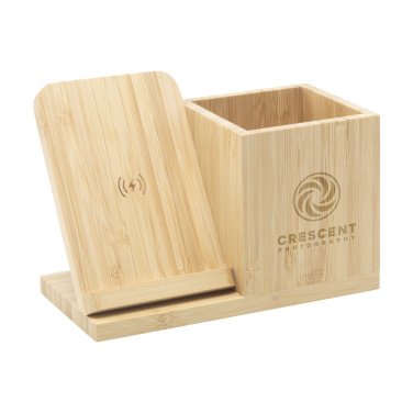 Logotrade advertising product picture of: Bamboo Boss 15W charger/pen holder