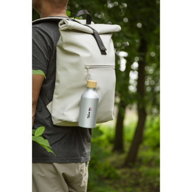 Logo trade promotional merchandise image of: AluBamboo GRS Recycled Alu 500 ml water bottle