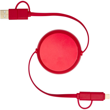 Logotrade promotional product picture of: Alasia 5-in-1 100 cm recycled plastic and aluminium retractable data sync and 45W fast charge cable