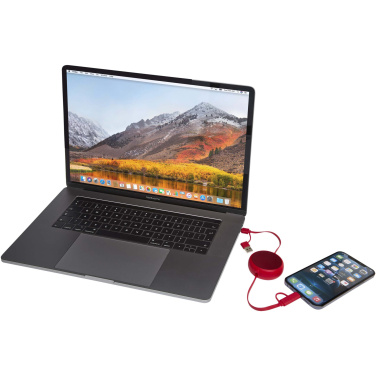 Logo trade promotional merchandise photo of: Alasia 5-in-1 100 cm recycled plastic and aluminium retractable data sync and 45W fast charge cable