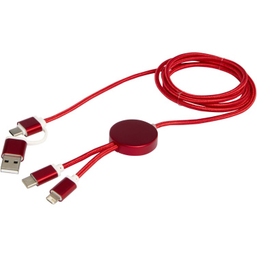 Logo trade promotional item photo of: Alasia 5-in-1 recycled aluminium and plastic 150 cm data sync and 27W fast charge cable