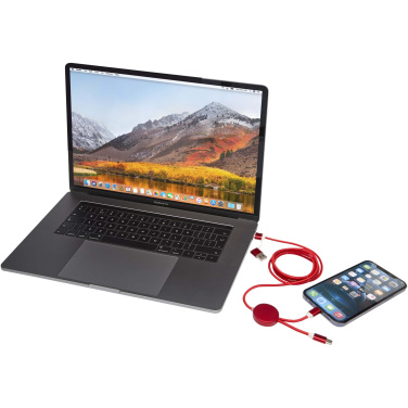 Logotrade corporate gift image of: Alasia 5-in-1 recycled aluminium and plastic 150 cm data sync and 27W fast charge cable